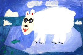 Азовцева Елизавета, 7 лет, Белый медведь, б., гуашь, ВОДХГ, г. Волгоград