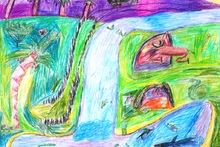 Антюфеев Дмитрий, 8 лет, Вода насыщает джунгли, б., цв.каран., преп. Скорова А.Н.