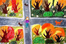 Сайгина Полина, 7 лет, Осень в парке, б. пастель