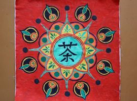Ломакина Кира, Мандала китайского иероглифа Чай, ткань, акрил 