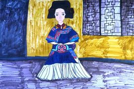 Ли Йисюань, 12 лет, «Девушка народности Йи », б., маркеры, Начальная школа №2, г. Цюйцзин, Китай