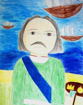 Кривая Анна, 8 лет, «Портрет Петра», б., цв. карандаши, ШИ, п. Береславка