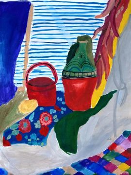 Алтунина Олеся, 10 лет, Красочный натюрморт на фоне зимнего окна, б., гуашь,ВОДХГ, г. Волгоград