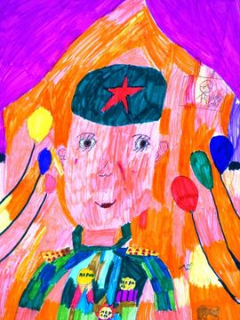 Проскурина Анастасия, 7 лет, Воин - герой, б., фломастеры, ДХШ №3, г. Пенза