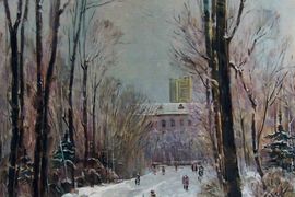 Аразов П.Б. Зимой в парке Ю.Гагарина. 80х100 х.,м. 2008 год.