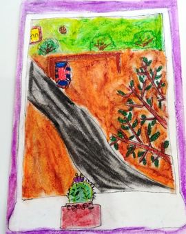 Рюмина Жанна, 8 лет, Вид из окна, б., масляные мелки