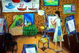 Раевская Алиса, 11 лет, Я люблю рисовать, б., масл.пастель, ВОДХГ, Волгоград.